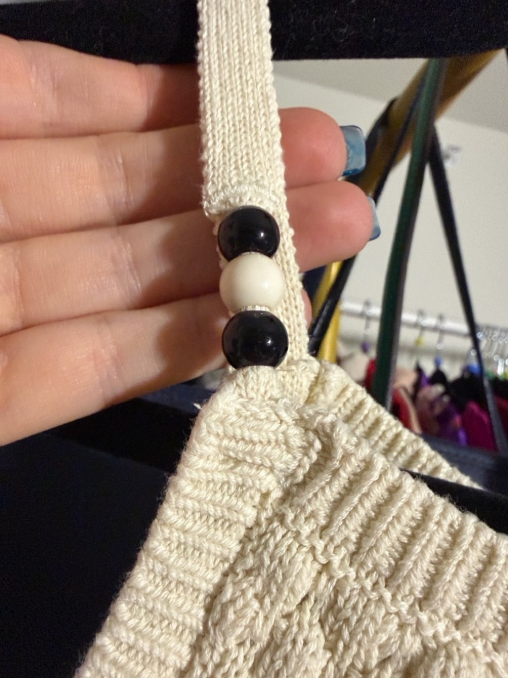 Primark Cream Knit Camisole with Black Bead Straps size 12-13 Years - Picture 4 of 6